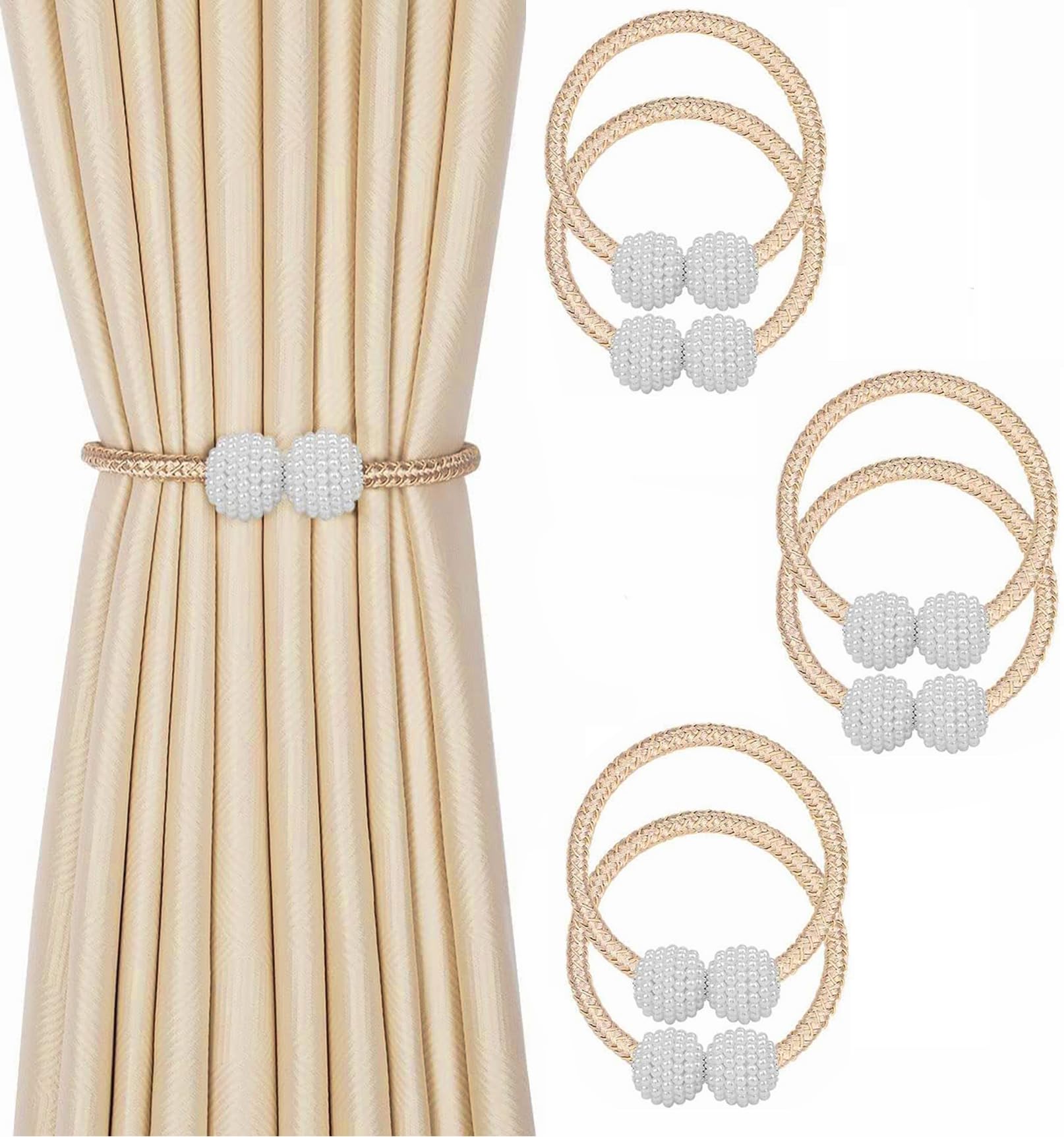 Magnetic Curtain Tiebacks - Beige Elegant Style -8
