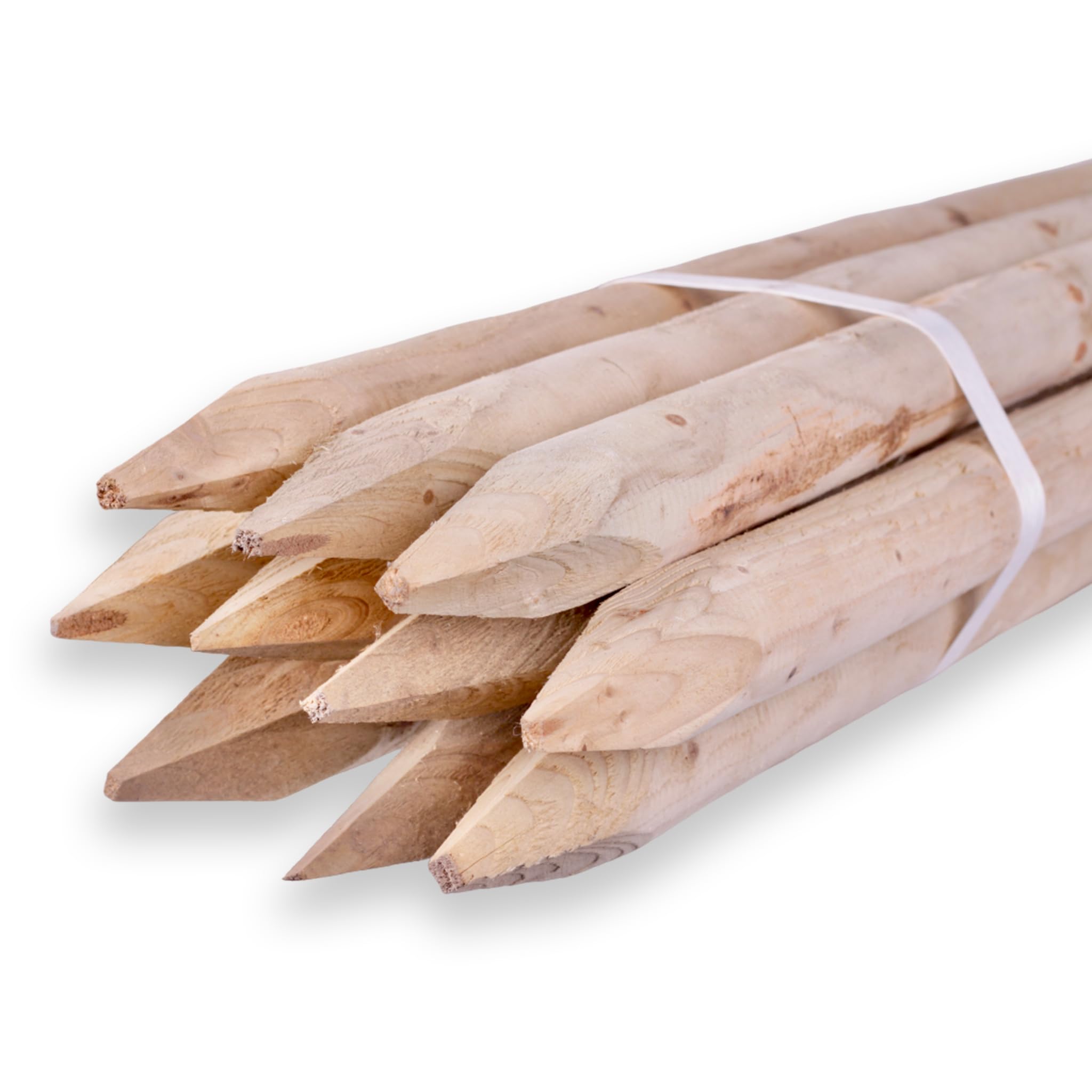 10er Set Rundholzpfähle Ø 10 cm naturbelassen | 100/125/150 cm Länge | unbehandelte Zaunpfosten aus massivem Nadelholz | ökologisch, stabil & nachhaltig | Garten, Weide, Forst, Hochbeet (150 cm Länge)