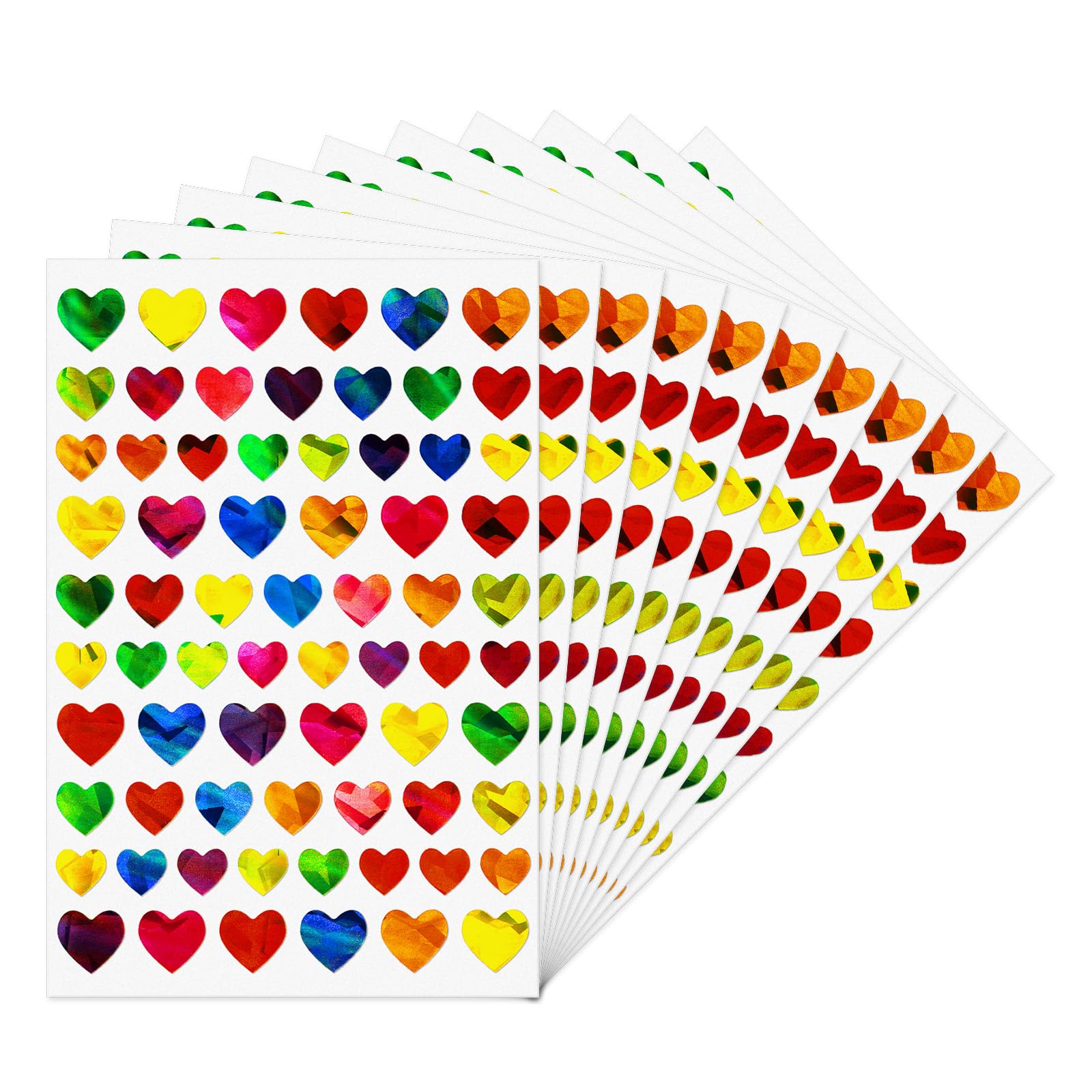 YIKIADA Láser Corazón Pegatinas Vinilo Pegatinas Brillantes Autoadhesivas Niños Coloridas Forma Corazón Etiquetas Adhesivas para Recompensa Scrapbooking Artesanía 690 Uni