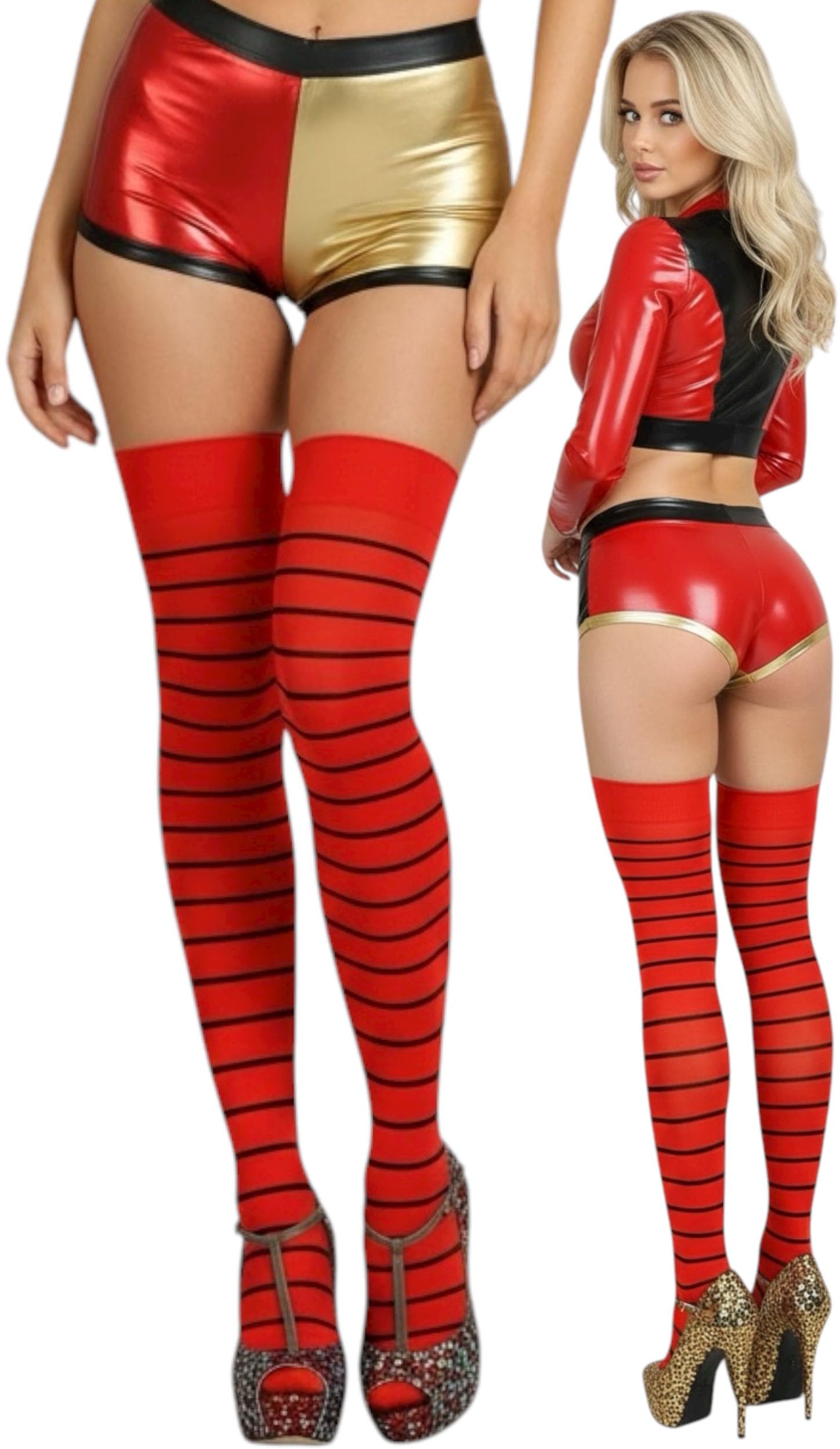 ToBeInStyle Women’s Opaque Hosiery Thin Striped Thigh High Long Stocking