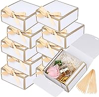 WLUSEAXI 12 Pack Small White Gift Boxes with Lids & Ribbons, 4.5x4.5x2'' - Ideal for Birthdays, Holidays, Valentine's, Mother's Day