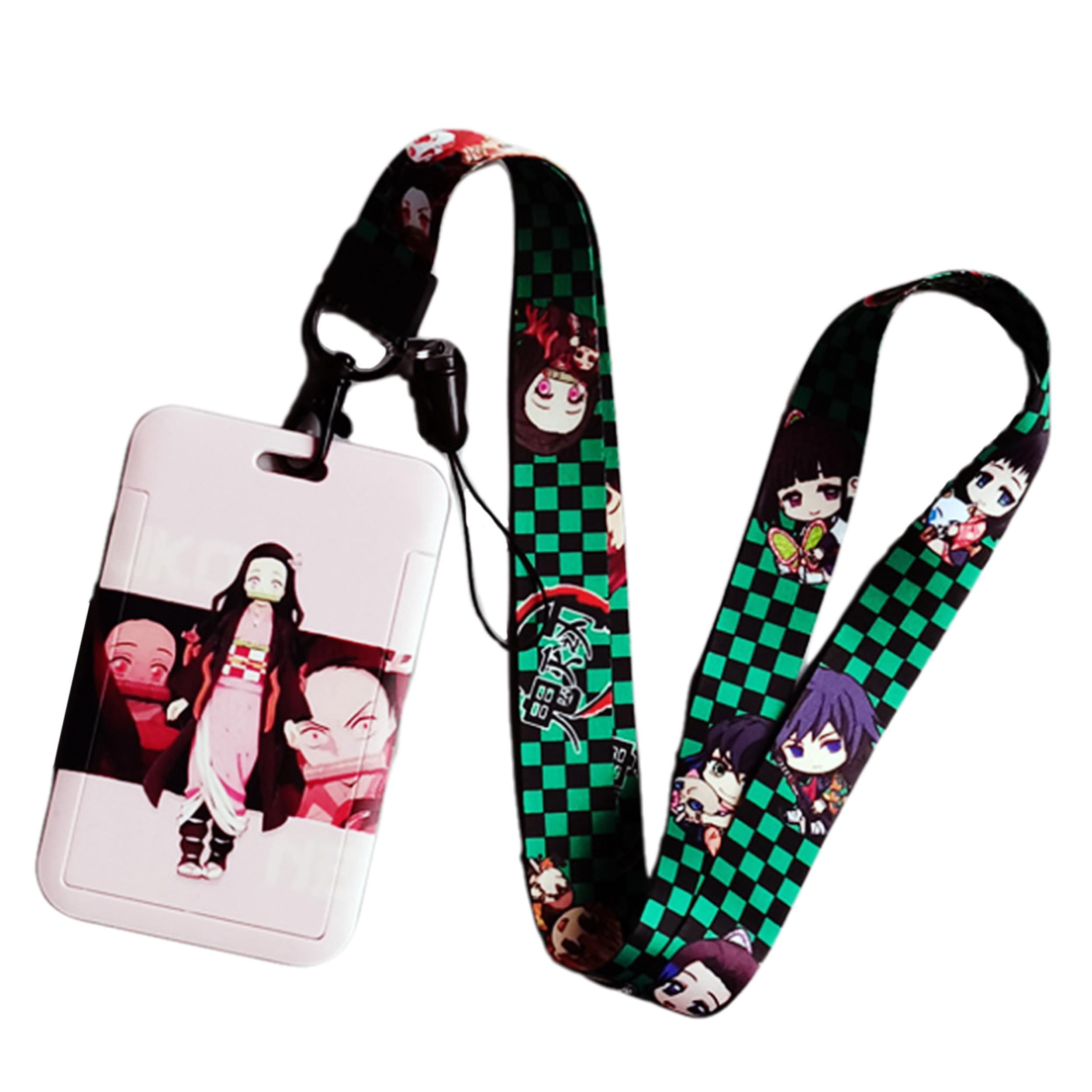 Satdflie Demon Slayer Lanyard with Card Holder Set, Cartoon-Style Card Protector for Office Worker, Slide Cover Design for Convenient Use, Color/7