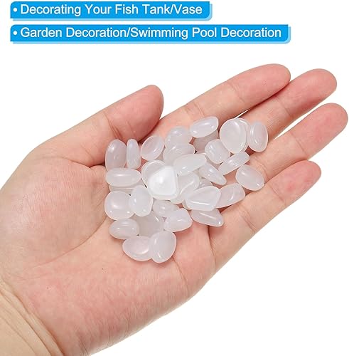 Miniatura 5 de MECCANIXITY 200 piedras brillantes de 8 a 0.433 in, decoración en la oscuridad, piedras luminosas, decoración de bricolaje blanco decorativo para