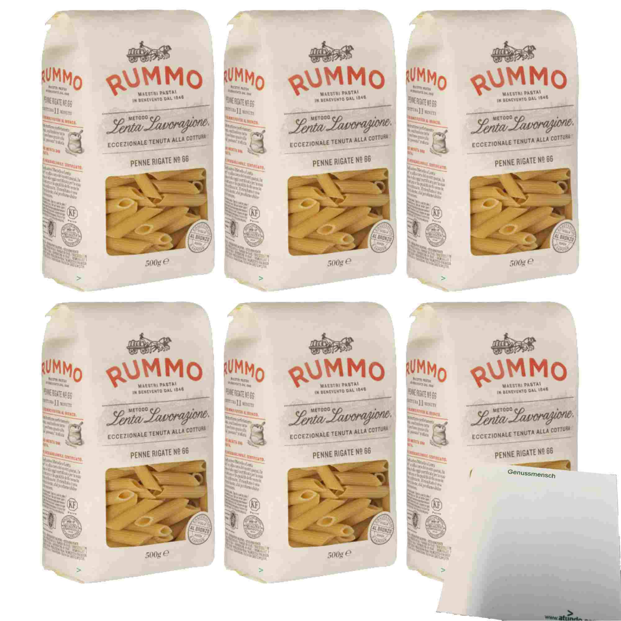 Rummo Lenta Lavorazione No.66 Penne Rigate – 6er Pack (6x500 g)