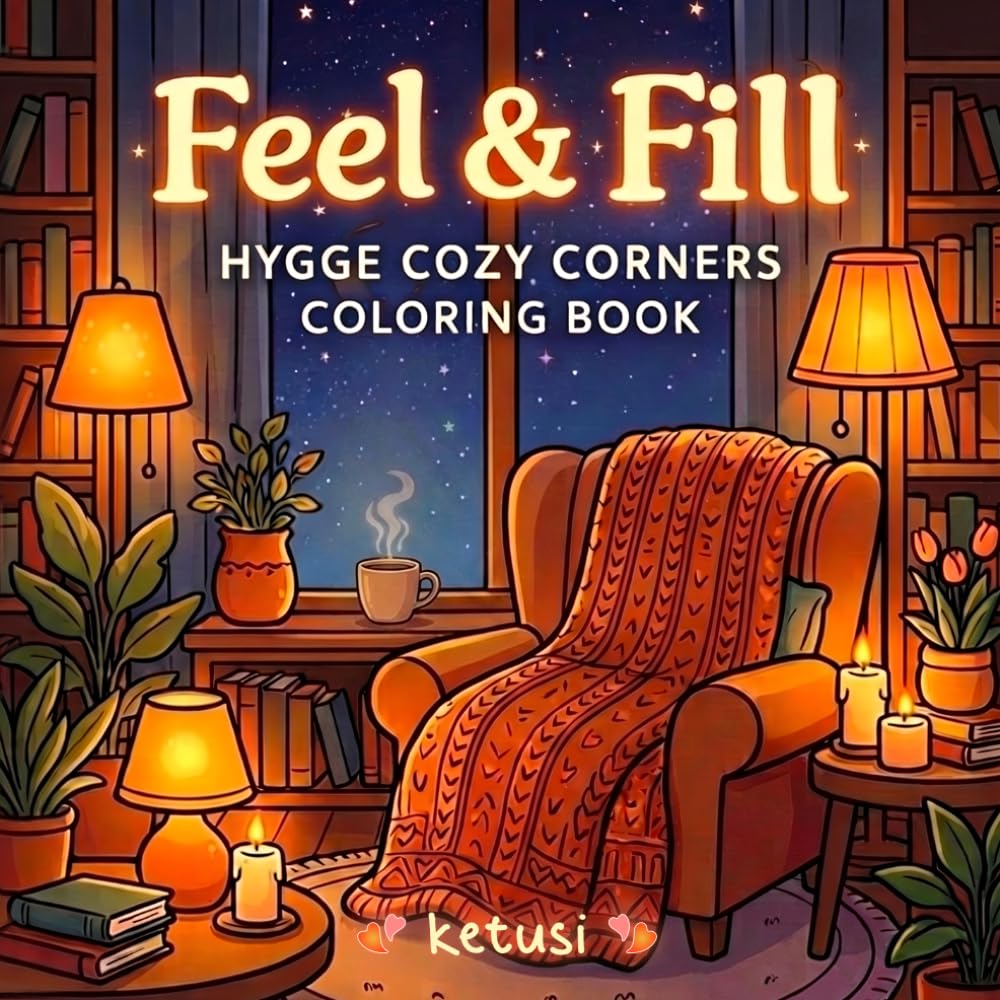 Feel & Fill: Bold and Easy Hygge Coloring Book for Adults and Teens to Relax, Stress Relief and Enjoy Calm Creative Moments at Home