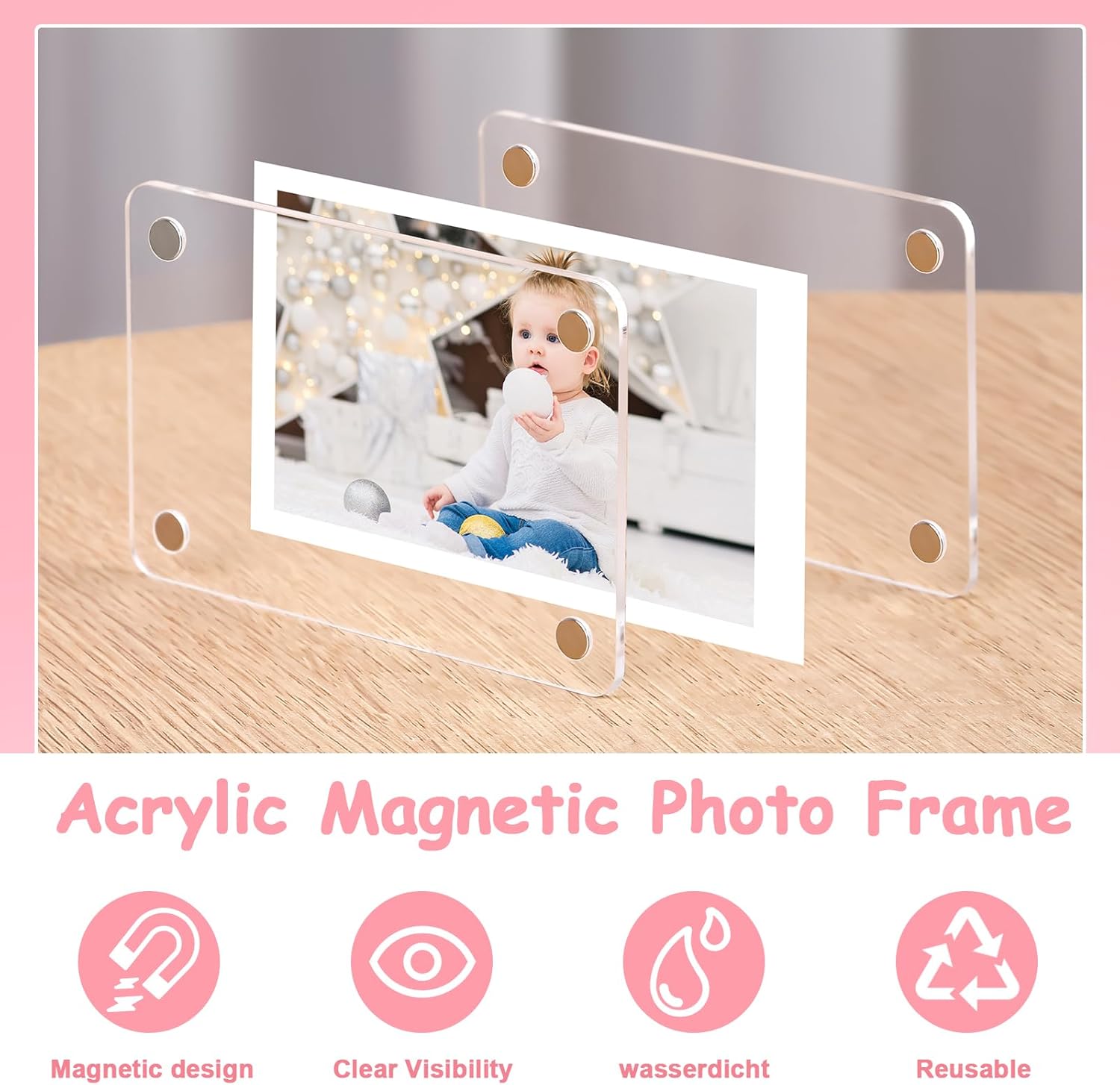 12 Pack Acrylic Fridge Magnetic Frame, 2.36 x 3.54 Inch, Double Sided Refrigerator Magnet Picture Frame for Instax Mini Refrigerator Display