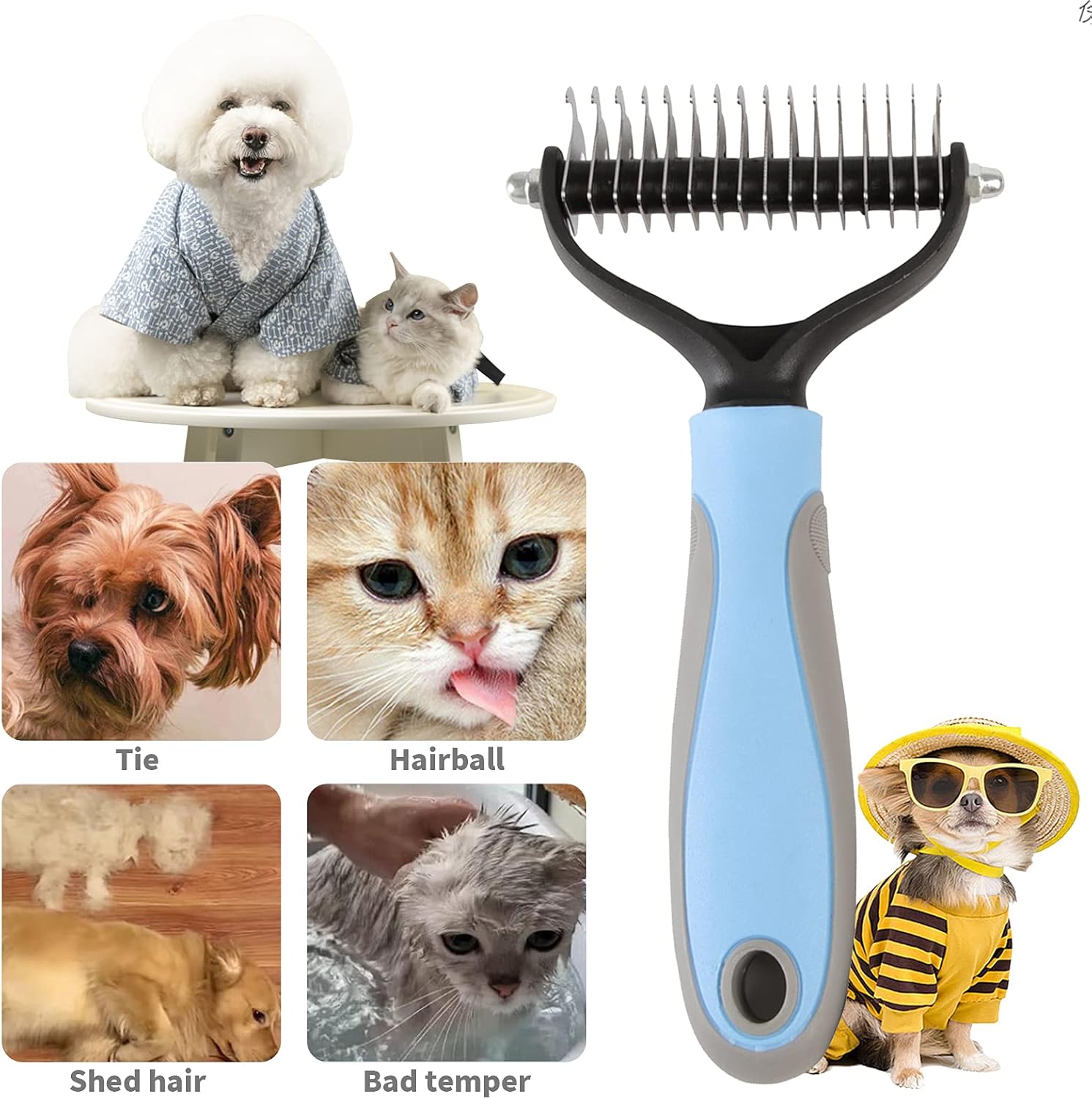 2 Pieces Dematting Comb for Dog and Cat,Grooming Dematting Rakes Tool