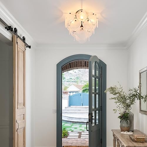 Miniatura 2 de VANZARLA Moderna lámpara de techo de cristal de montaje empotrado, luces de pasillo negras, lámpara vintage de 4 luces, lámpara única para