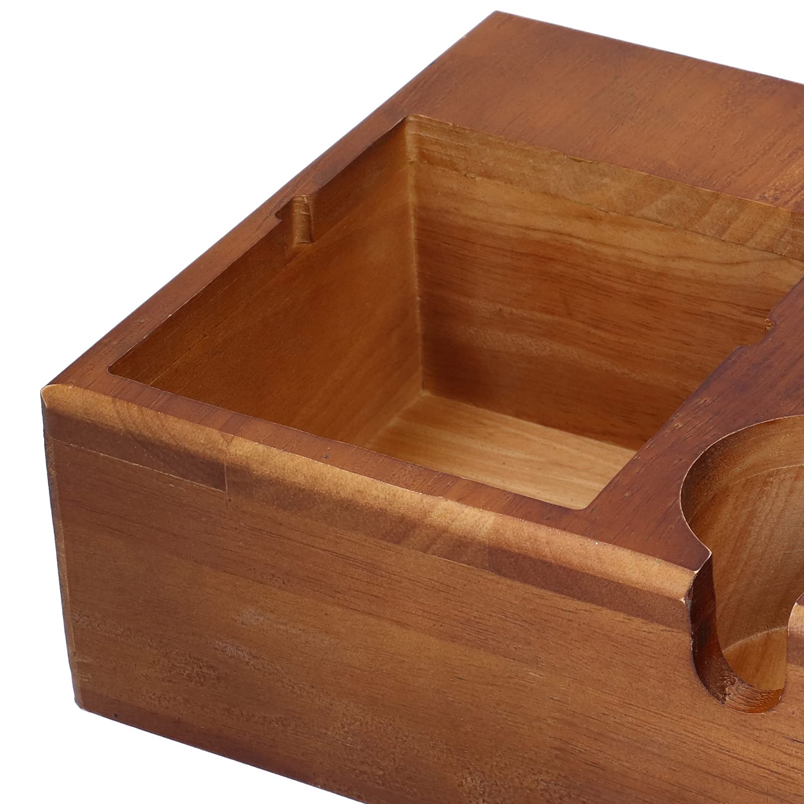 Aramox Siebträgerständer aus Holz, Buchenholz-Kaffee-Manipulationshalter, 235 X 250 X 100 Mm, mit Knock-Box-Kartenschlitz-Design, Stabile Tamping-Anti-Rutsch-Basis für den Heim-Barista-Café