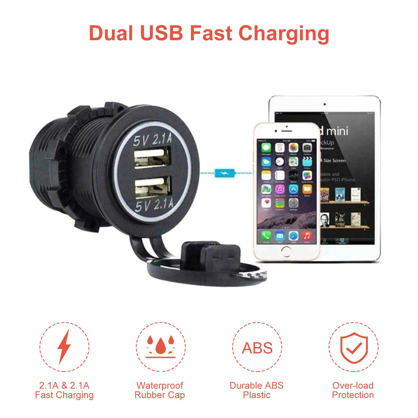 RUIZHI 8 Gang Pannello Interruttori a bilanciere 12-24V Doppio Caricatore USB Presa con Voltmetro a LED Rocker Switch Panel per Barca Auto