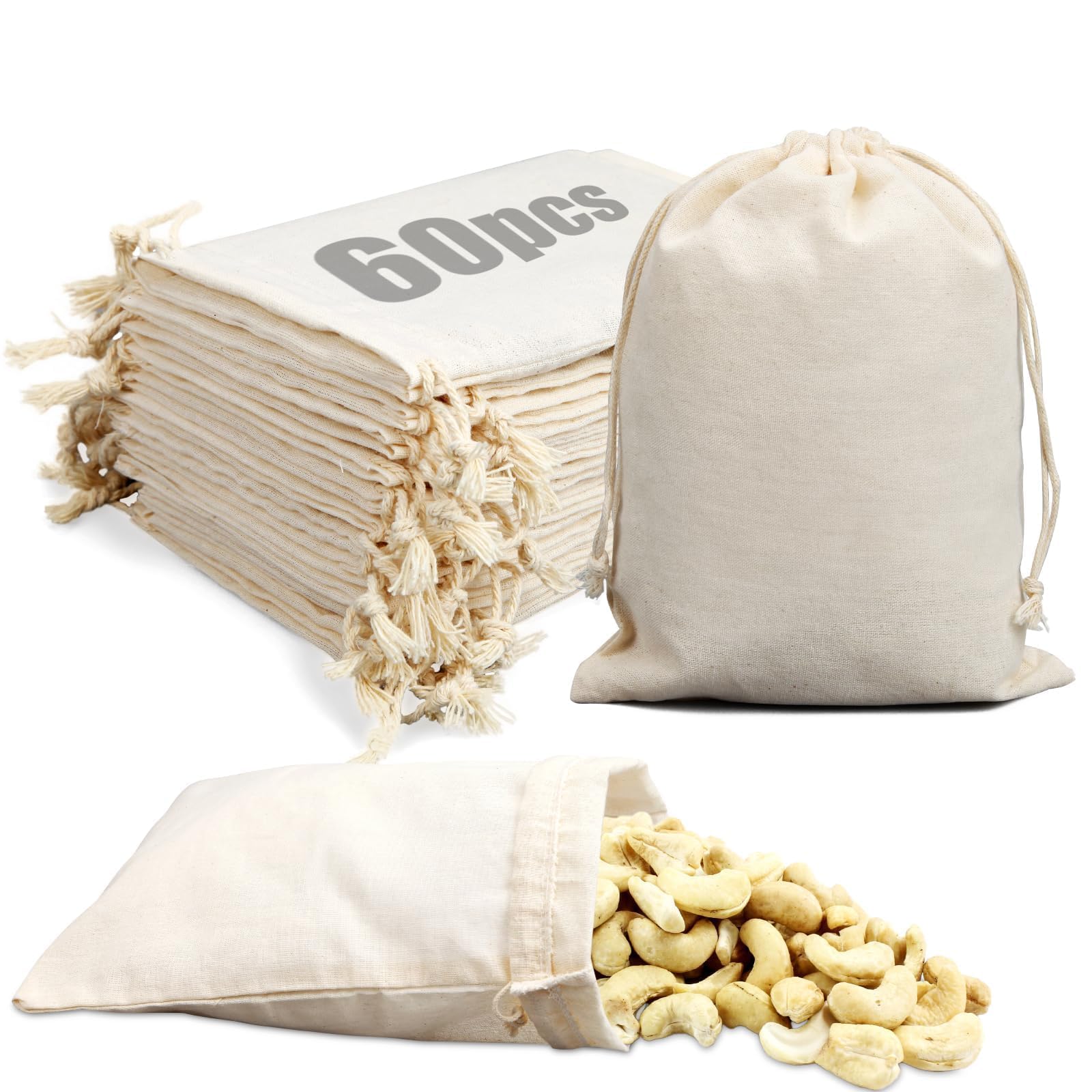 Lot De 20 Sacs En Toile Avec Cordon - 30x40 Cm, Coton, Réutilisables | Pour Calendrier De L'Avent, Cadeaux, Rangement