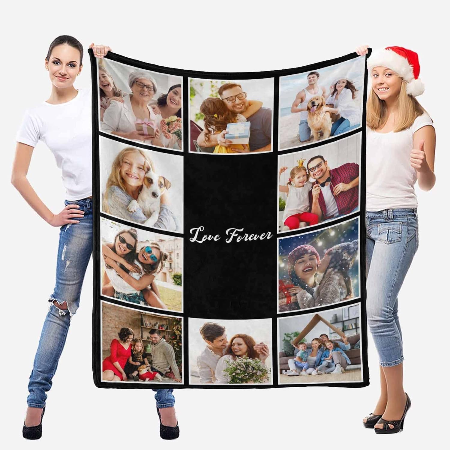 Custom Blanket Personalized Blanket with Photos Text Customized Picture Throw Blanket for Mom Dad Kids Friends for Birthday Anniversary Christmas Valentines, Memorial Gift 40x50 Inch