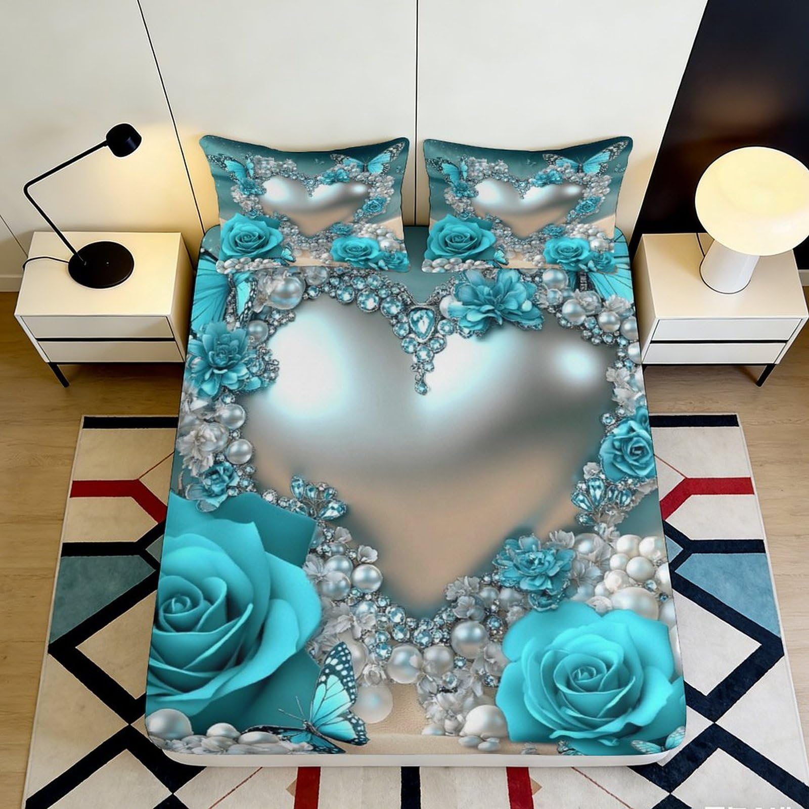 3D Printed Lion Fitted Sheet Microfiber Deep Pocket Non-Slip Bedroom Lion Mattress Fitted Cover Machine Washable 120x200x25cm