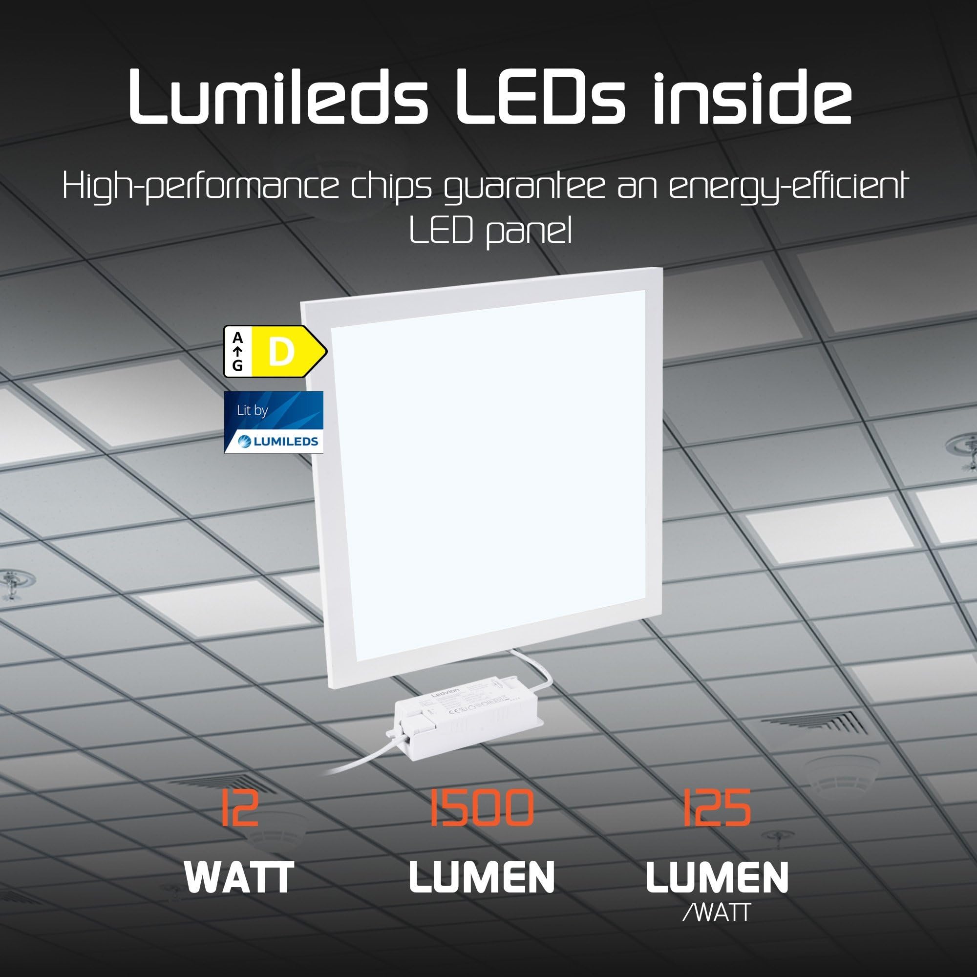 Ledvion - Panel LED Regulable, 30x30, 12W, 6500K, 125Lm/W, Driver LED Antiparpadeo, Luminaria Empotrada, Incl. Garantía de 5 Años