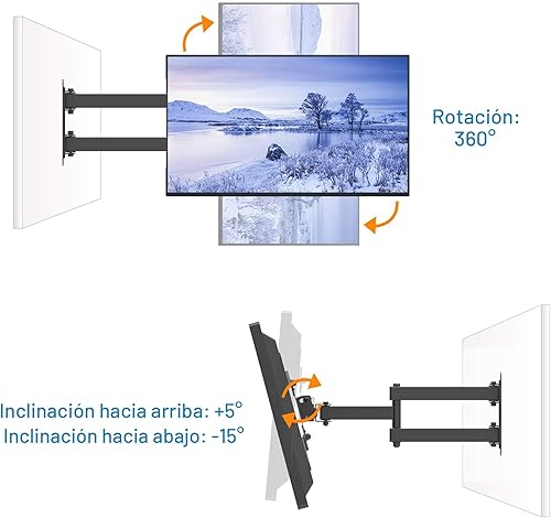Miniatura 3 de EVERVIEW Soporte de montaje en pared para monitor de TV de movimiento completo, brazos articulados, rotación de extensión de inclinación giratoria