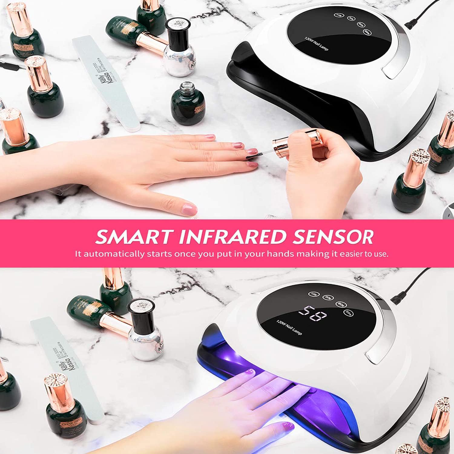 Haomaomao Nail Dryer for Gel Polish UV LED Nail Lamp 120W Curing Nail Dryer Gel Polish Nail Polish Dryer for Women Girls Home Use and Nail Salon