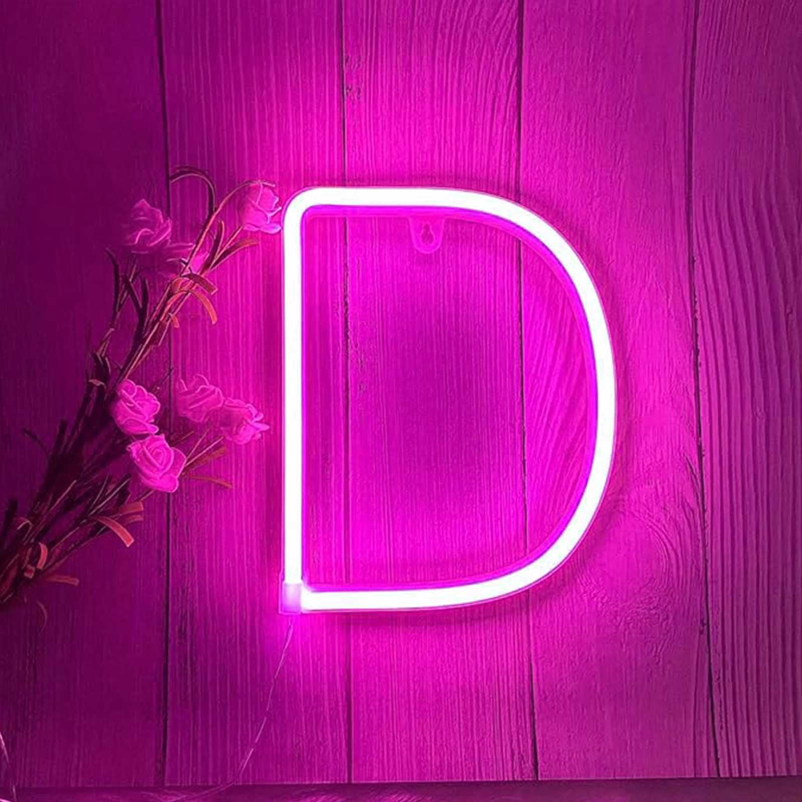 Custom Pink Neon Sign for Bedroom Wall Decor & Shop Cafe Battery/USB LED Neon Light Personalized Name Letters for Wedding Party Birthday Gift(Letters D) — image 1