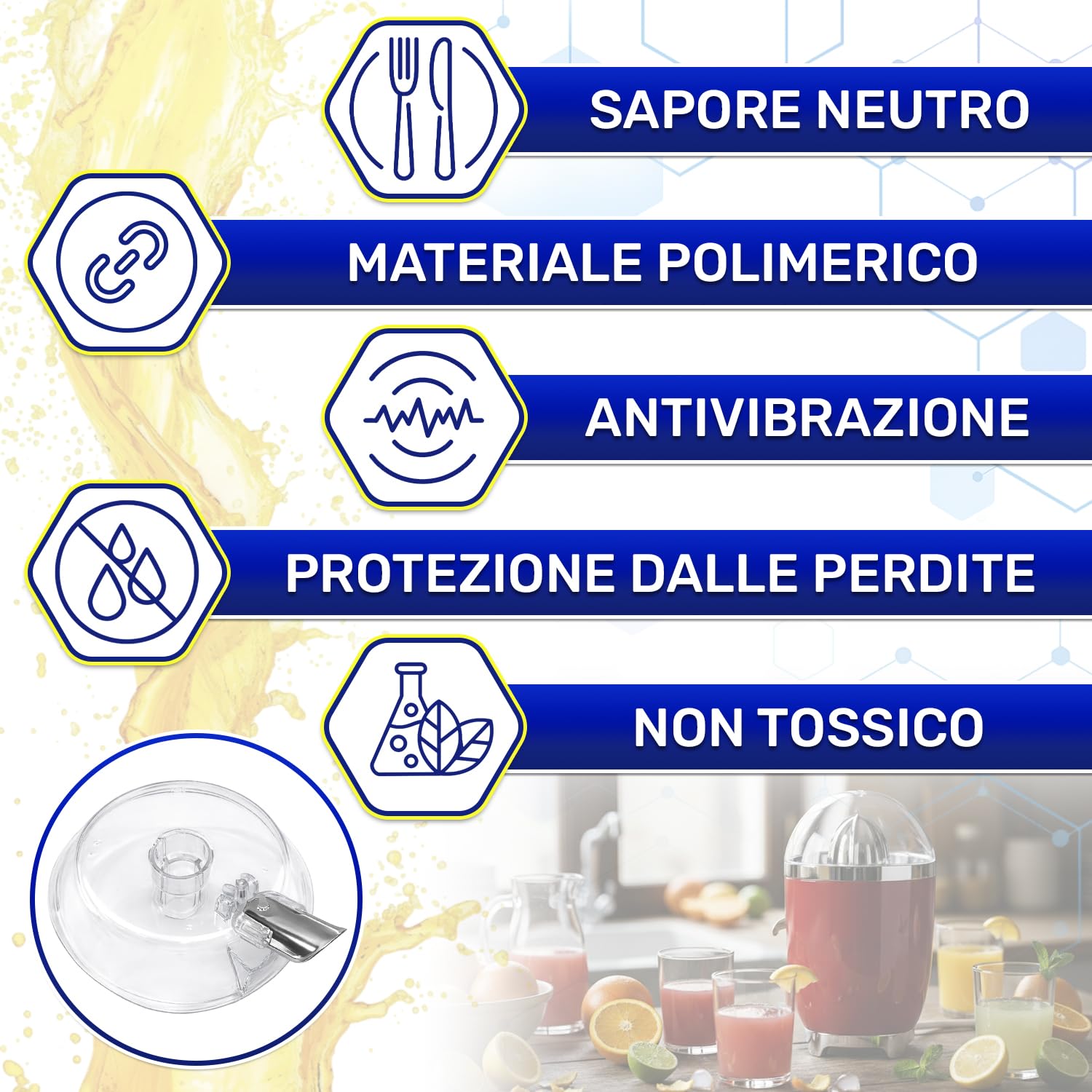 Contenitore Succo per Spremiagrumi Elettrico con Codice Originale 699170533 699170569 699170575 per Smeg CJF01 - Garanzia 10 Anni - MONTERAL