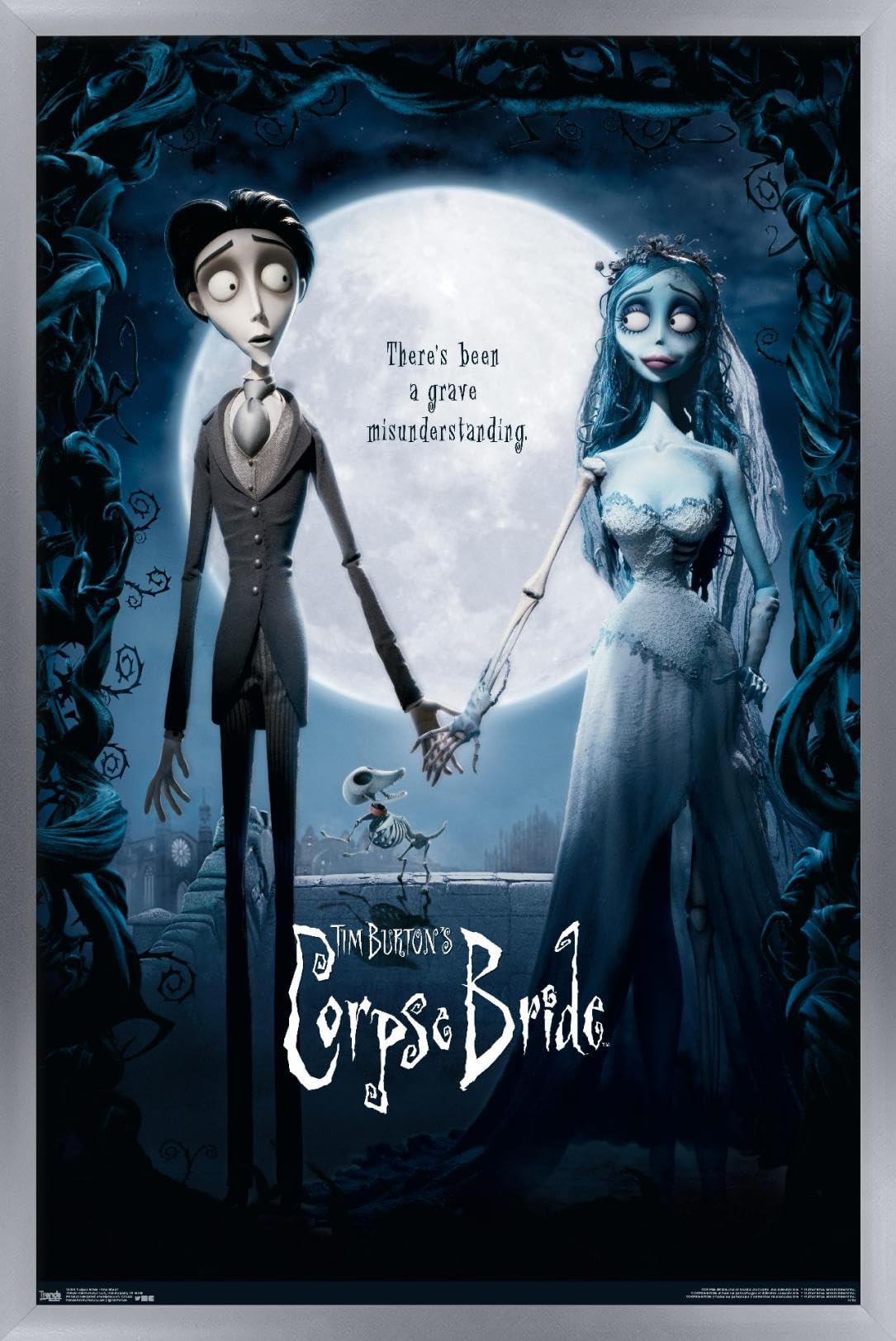 Poster Corpse Bride haut de gamme sous cadre argenté élégant Trends International