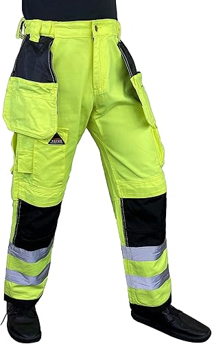 Miniatura 9 de Notus - Pantalones de seguridad de alta visibilidad para hombre Cordura reforzados hasta la rodilla, pantalones tácticos para herramientas