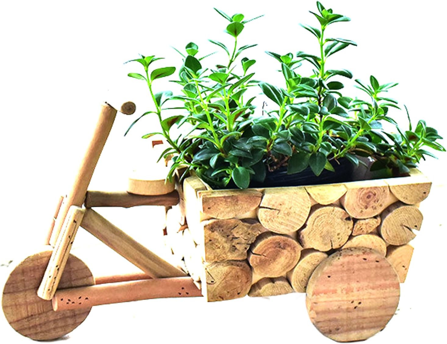 Fanchuang Flowers Planter Home Garden Decorative Wooden Plant Wagon Stand Backyard Grow