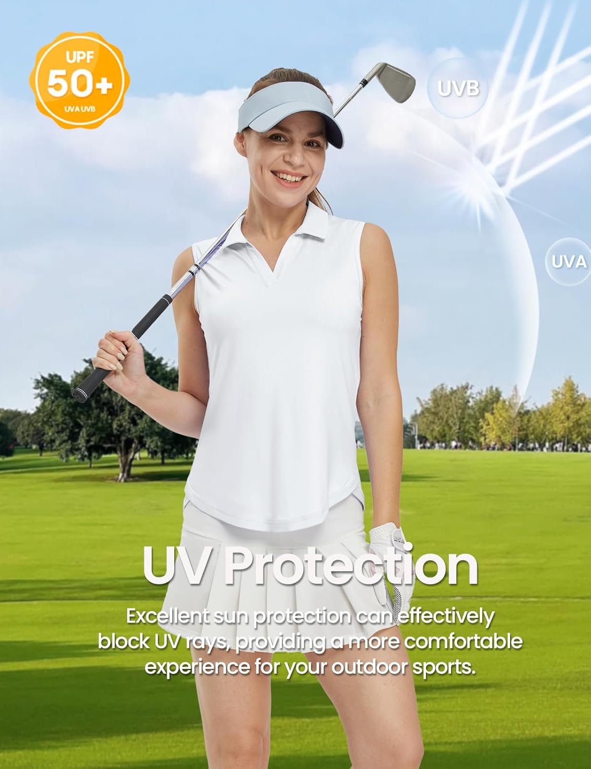 TBMPOY Women's Golf Shirts Sleeveless Collared Polo Tank Top UPF 50+ Quick Dry Tennis V-Neck Ladies Sports - Image 3