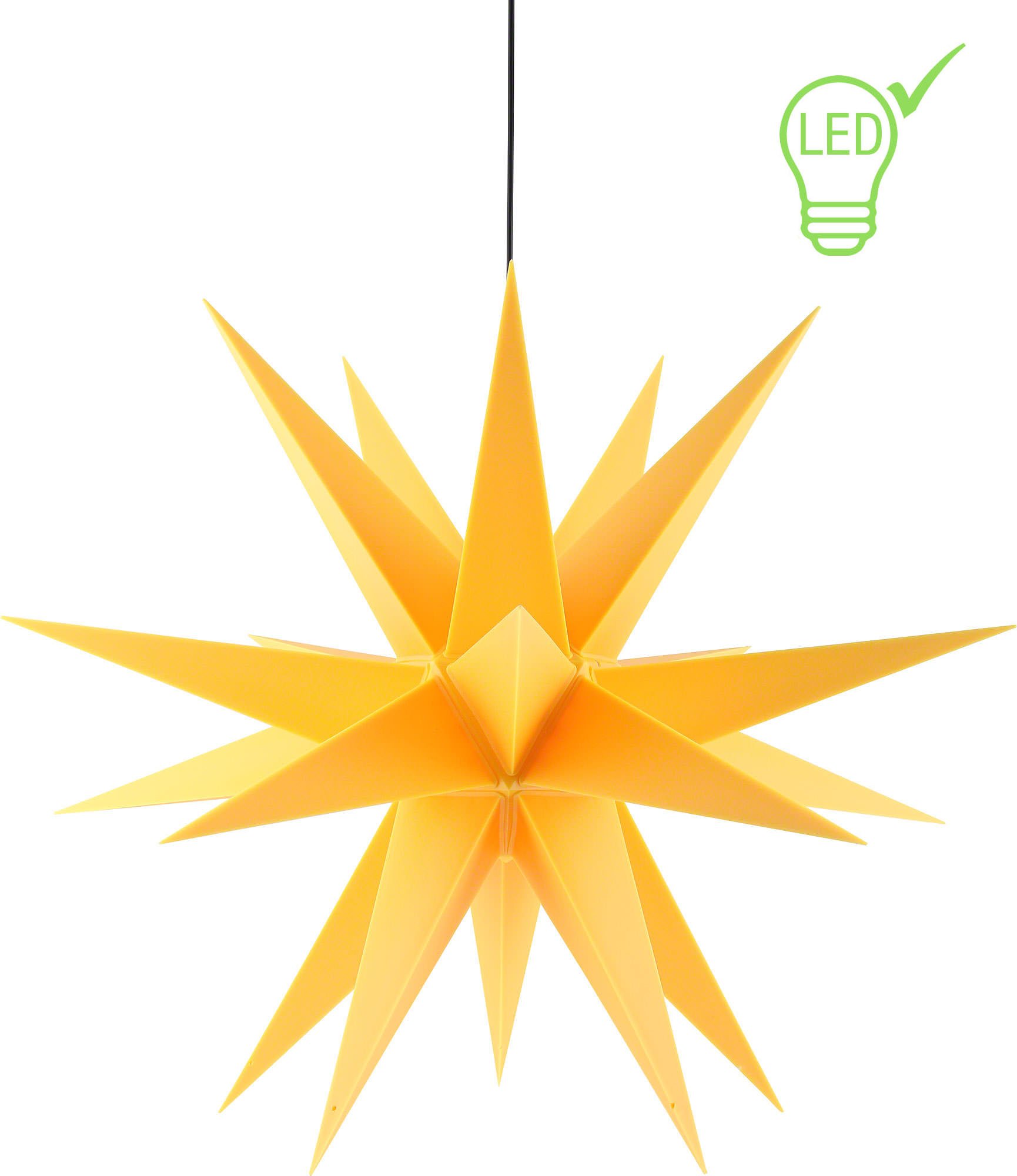 Advents Star for Inside and Outside Use, Yellow - 60 cm / 23.6 inch