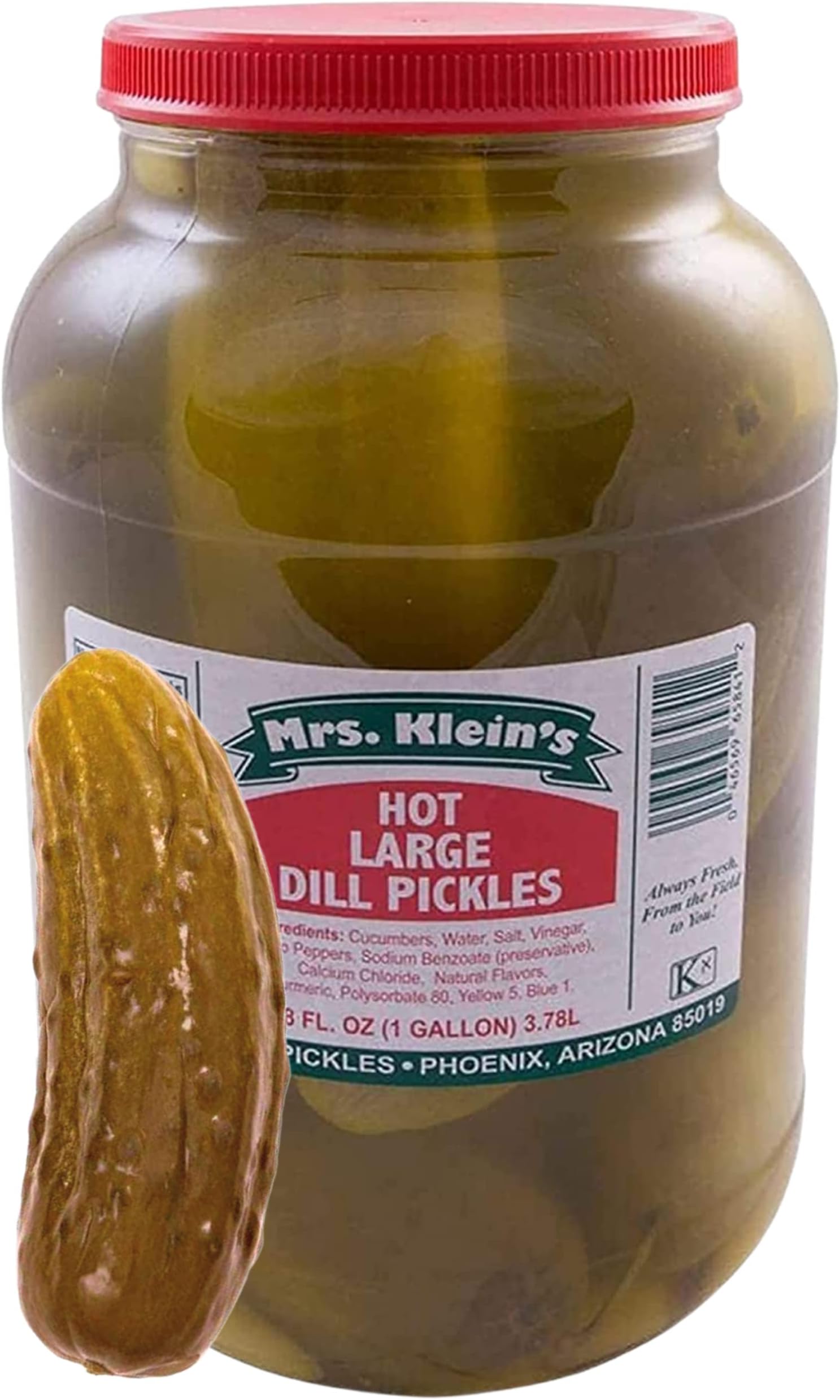 Mrs. Kleins Large Hot Pickles | Bold Spicy Dill Pickle Snack | Spicy Giant Dill Pickles Made with Natural Ingredients | Kosher, Low Carb, Gluten Free & Vegan | Wholesale Hot Pickles 128 fl oz Jar