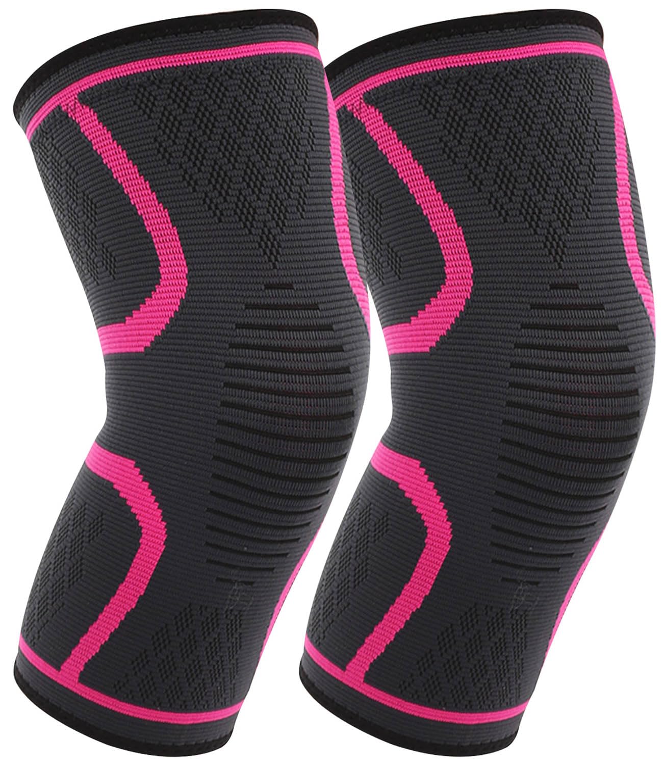 Kecartu 2 Pack Knee Brace, Knee Compression Sleeve for Men & Women, Knee Support Braces for Running, Basketball, Gym, Meniscus Tear,Arthritis, Knee Pain Relief & Injury Recovery, Plum, M