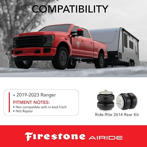 Miniatura 3 de Firestone Airide 2614 Ride-Rite - Kit de resortes de aire traseros para Ranger Not Raptor 2019-2023 | 5-100 PSI | Instalación sin taladro |