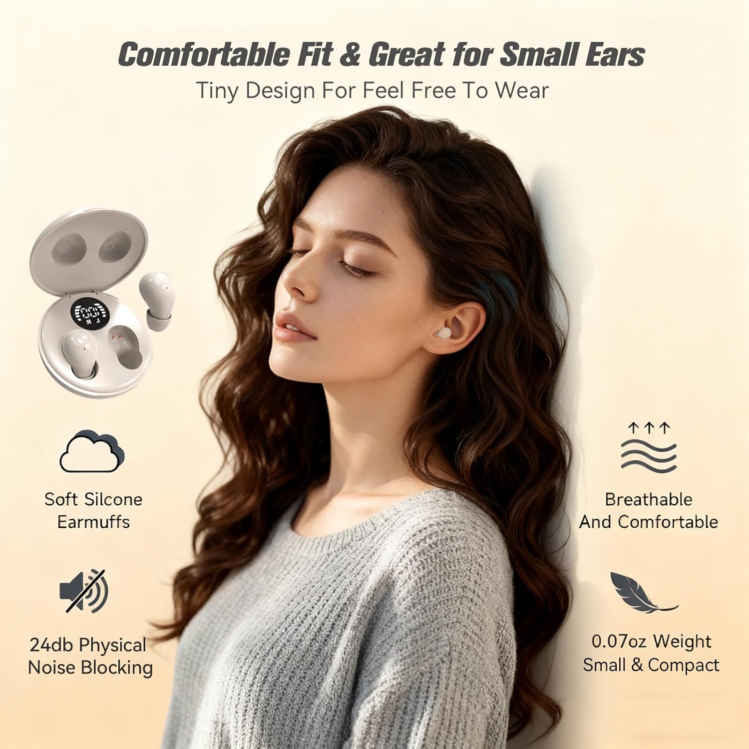 Small Mini Invisible Earbuds Wireless Bluetooth for Small Ears Low Profile Tiny Discreet Hidden Sleeping Earbuds for Work Sleep Ear Buds Invisible Headphones Buds Skin Tone - Image 5