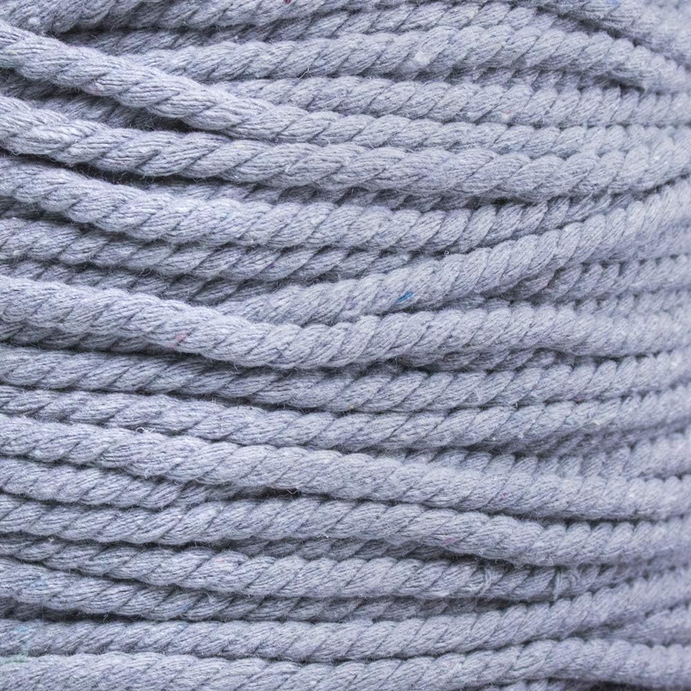 Super Soft 3 Strand Twisted Cotton Rope (Black, 1/4 Inch x 100 Feet)