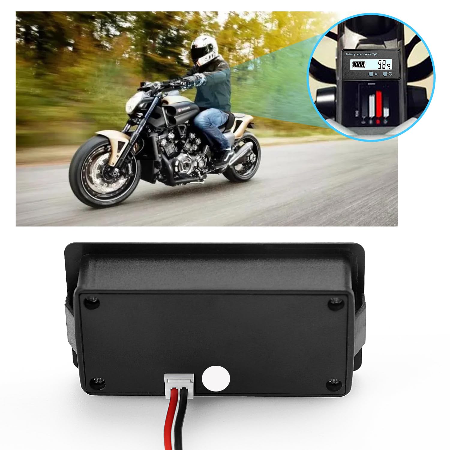 VooGenzek Compteur de Batterie CC, Moniteur de Voltmètre Capacité, Indicateur Batterie Plomb, Écran LCD DC 12V 24V 36V 48V