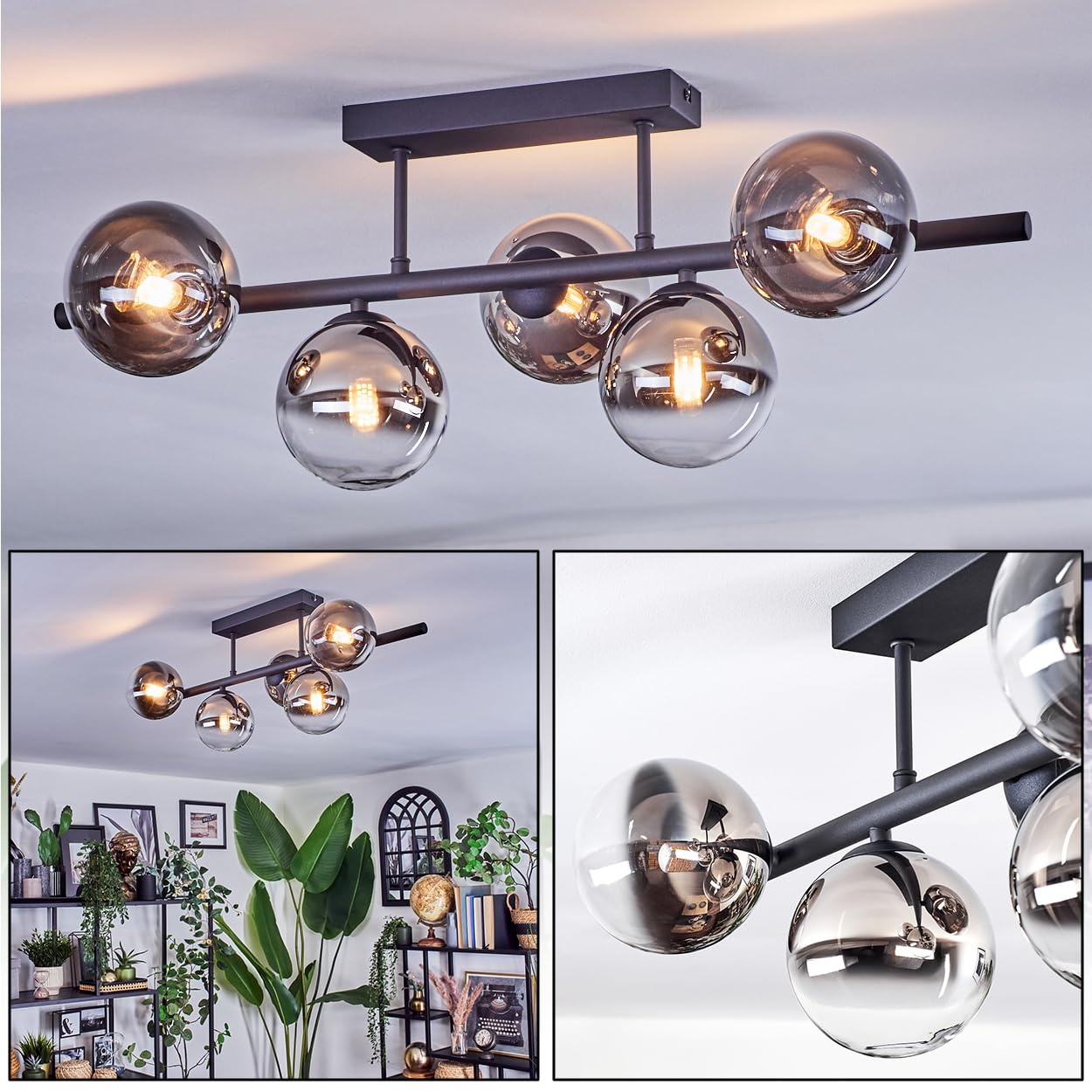 Chehalis Ceiling Light, Globe Light Black, 5-Light Sources