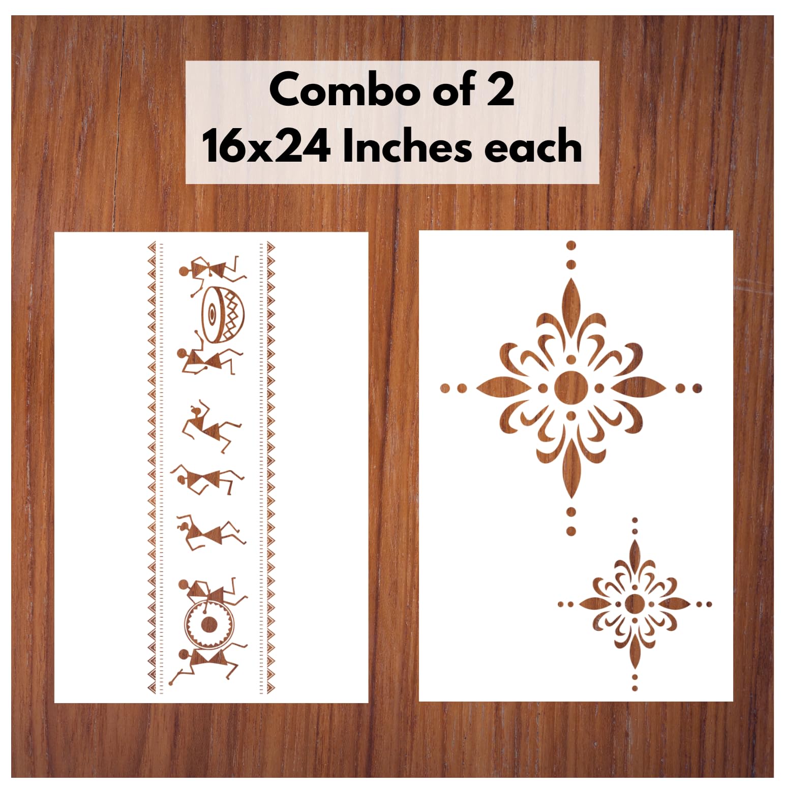 StenCart Combo of 2 Warli Art Tribal & Shimmering Stencils for Wall Painting DIY Reusable Wall Stencil Design for Wall Decoration (16x24 inch) -Pack of 2 (B0D9WKC7XK) Amazon Price History, Amazon Price Tracker