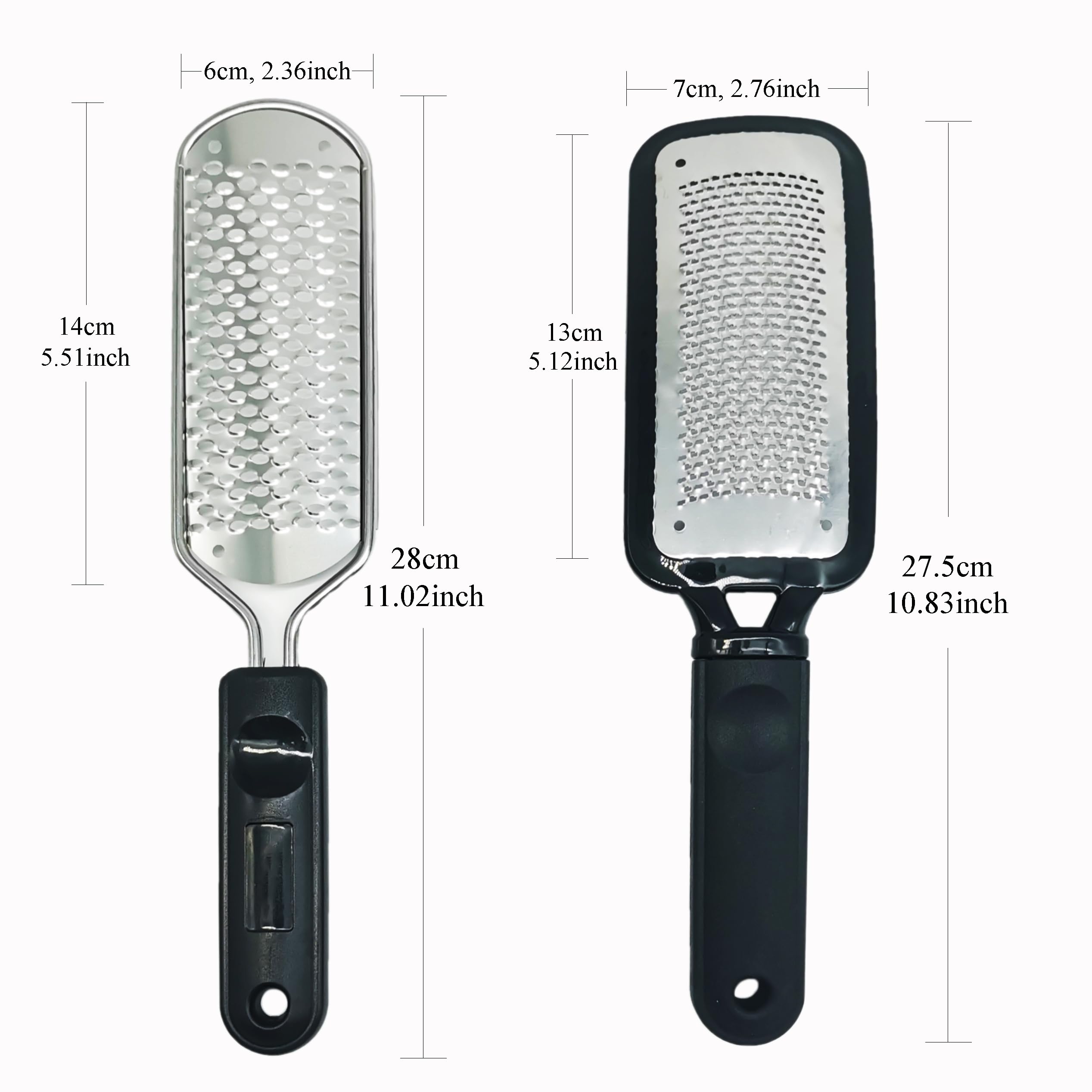 Bestac Foot File for Dead Skin, Foot Callus Remover and Scrubber Heel Scraper, Washable and Reusable Pedicure Tools for Wet and Dry Feet (Stainless Steel)