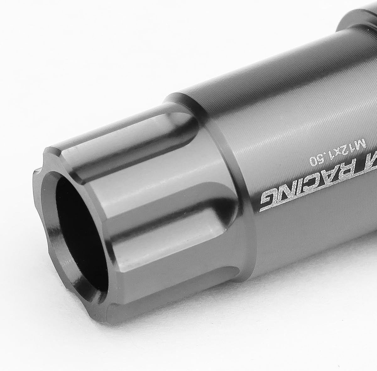 DNA MOTORING LN-ZTL-9024-15-GM Gun Metal Open End Style M12 x 1.5 Wheel Lug Nuts w/Lock Key, 25mm OD/ 50mm Height, 20 Pack