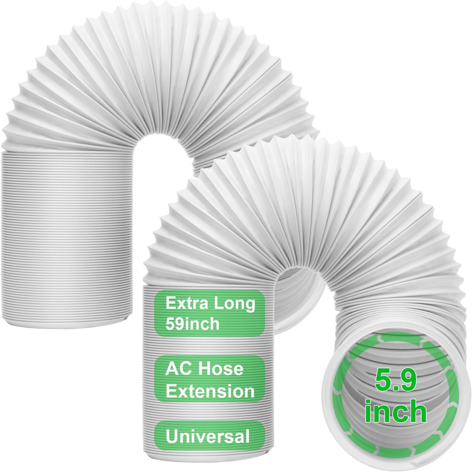 2 Pack Portable Air Conditioner Vent Hose, Universal Flexible AC Hose with 5.9