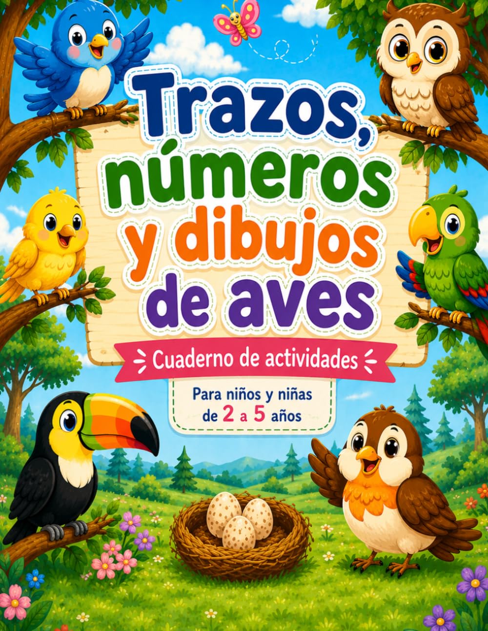 Trazos, números y dibujos de aves: Cuaderno de actividades.