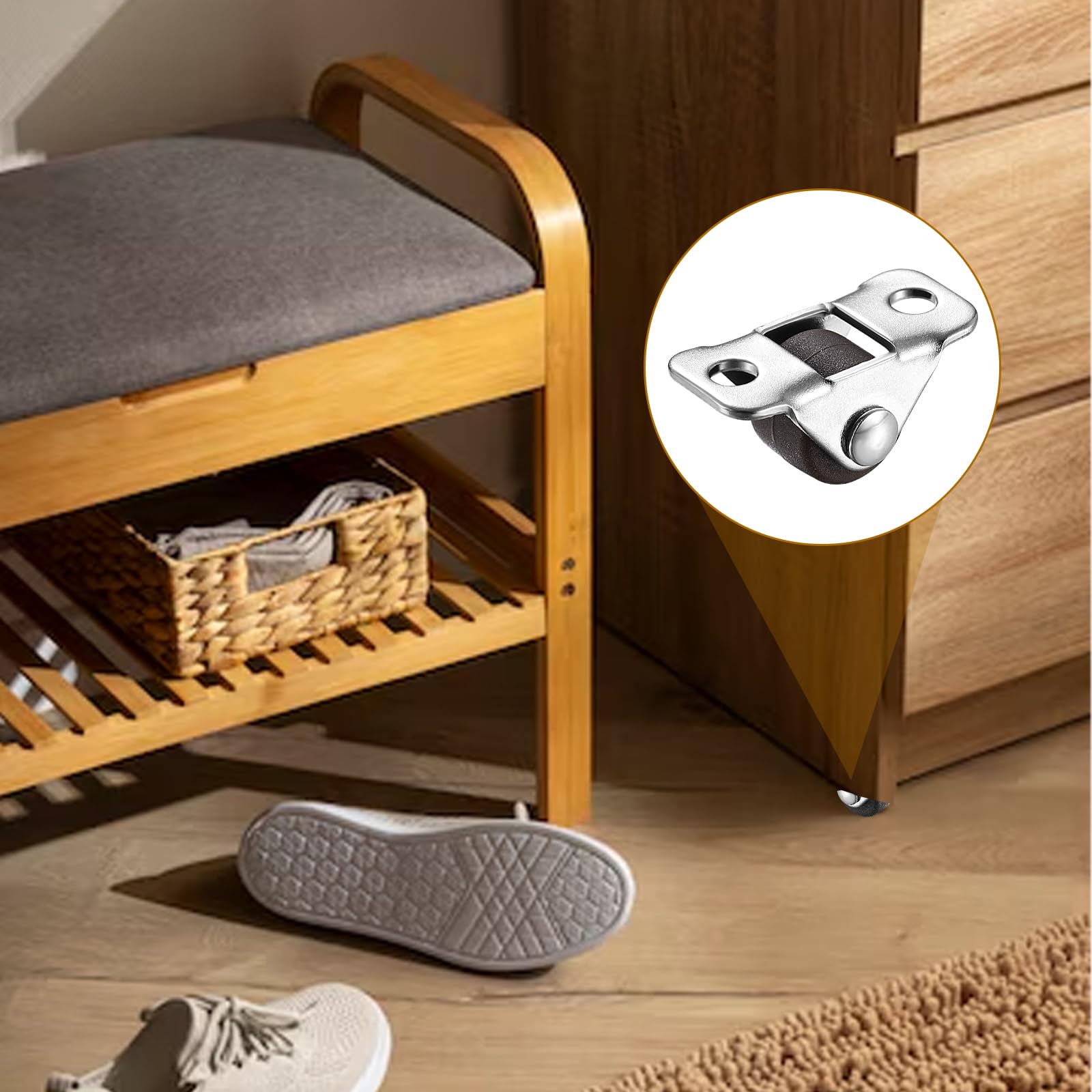 8 Ruote Per Mobili Piccole In Metallo E Gomma - 2.8cm, Per Elettrodomestici E Cassetti