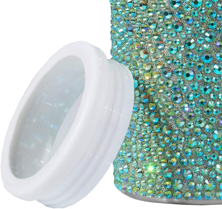 Strass Beverage Insulator for Standard Can, Glass Rhinestones on Stainless Steel, Lime Iridescent, Sold Individually