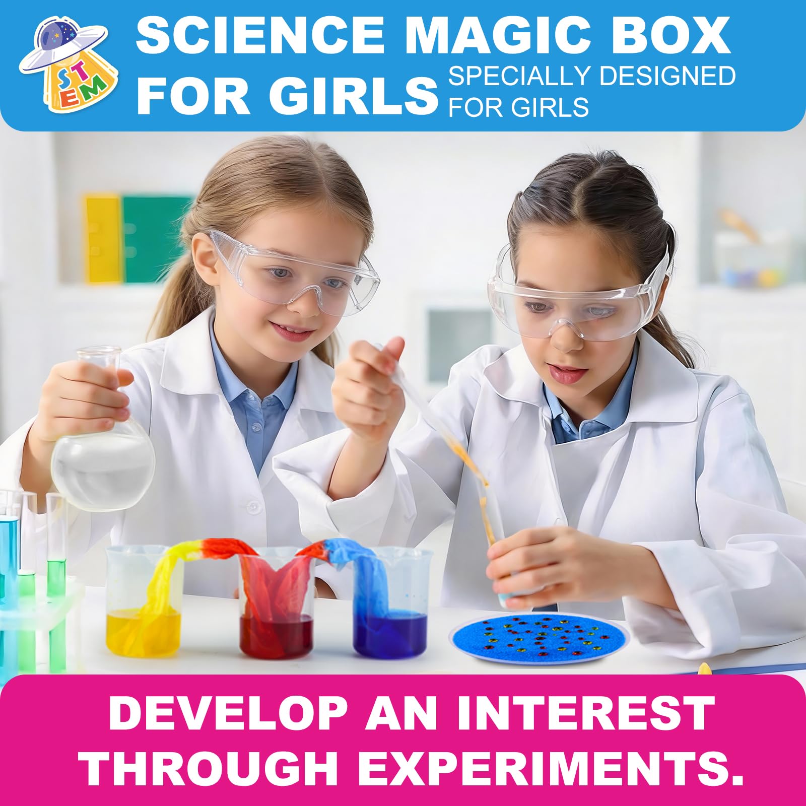 Girls Science Kit for Kids Ages 4-8 6-8 8-10, 100+ Fun Educational Experiments for Girls & Boys, STEM Projects and Science Experiments, Science Toys, Gifts for Kids - 2