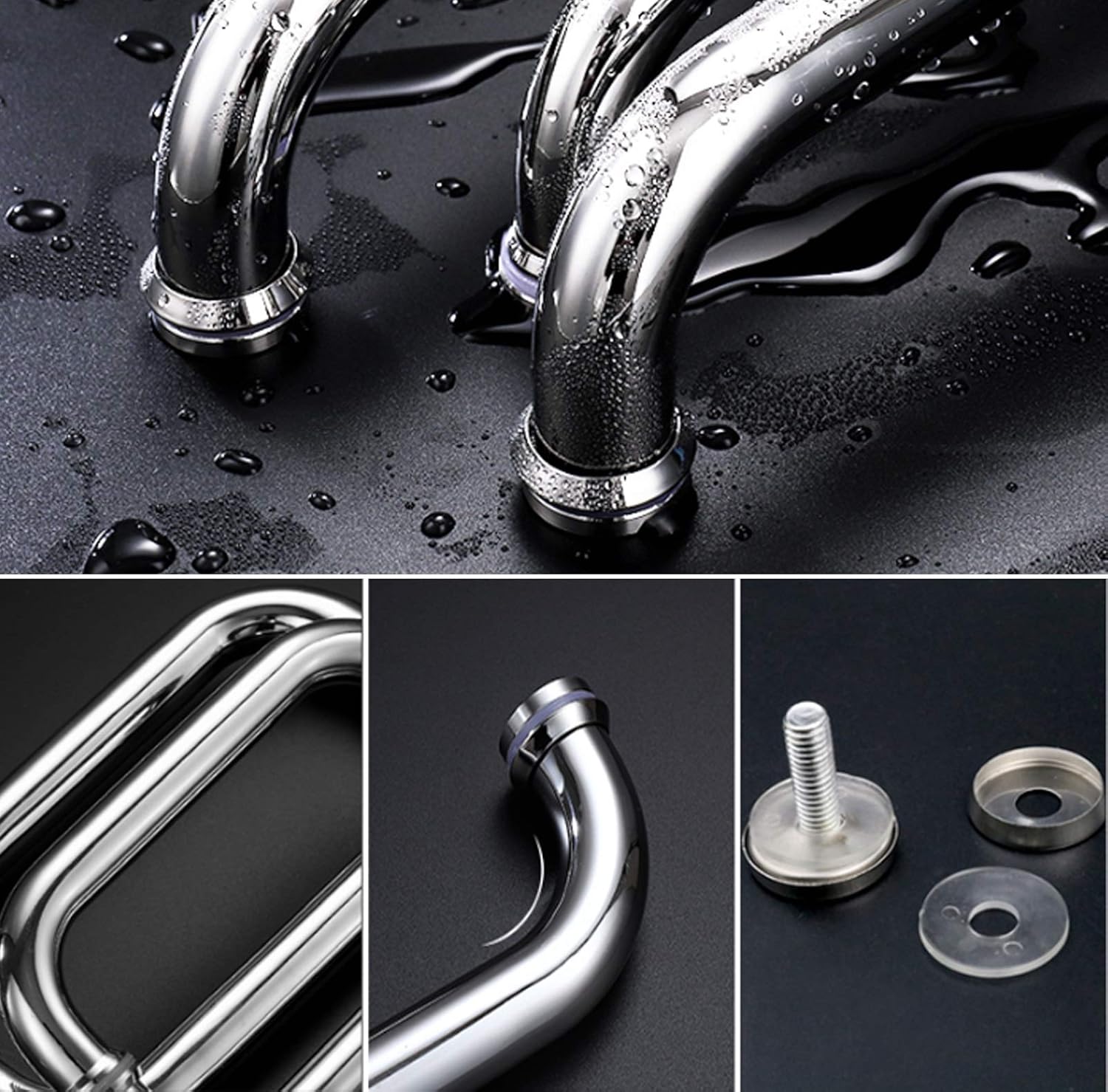 Shower Glass Door Handle Tower Bar SUS 304 Stainless Steel Shower Door Pull Handle Sets for Bathroom Kitchen