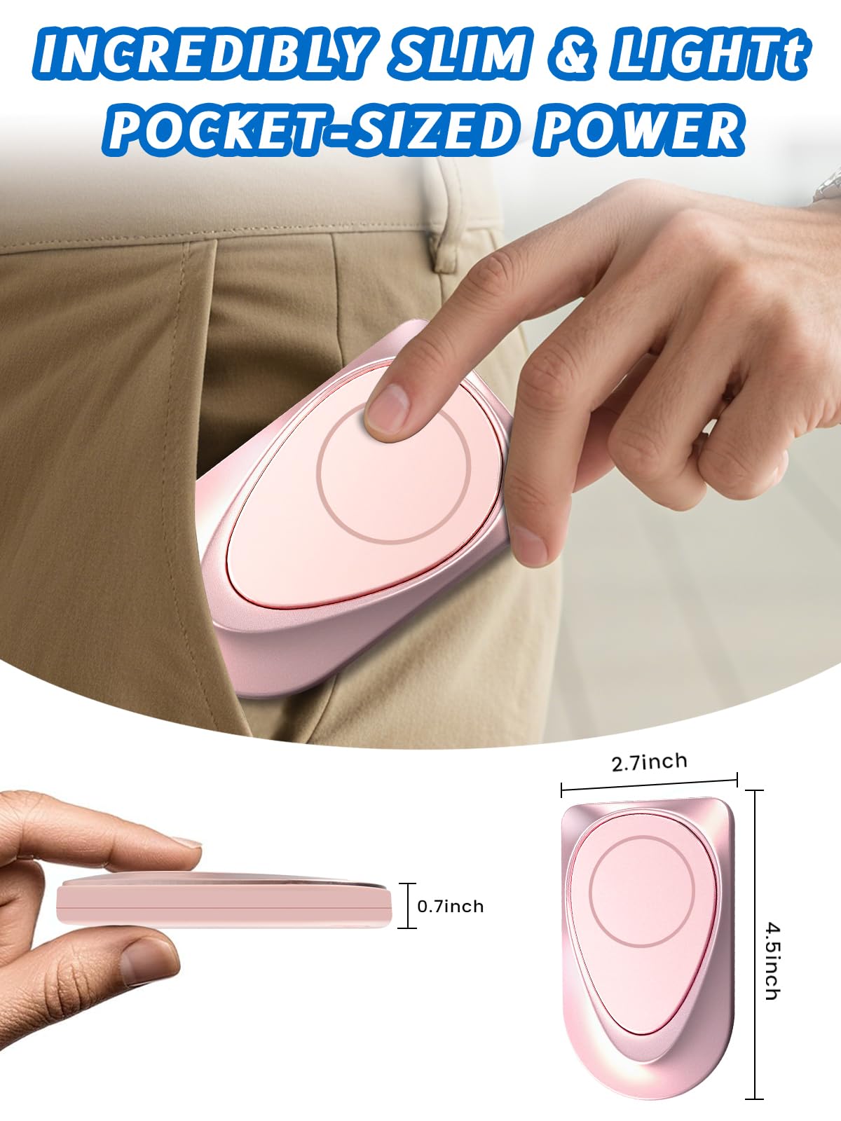 Cargador portátil magnético, cable USB-C inalámbrico de 10000 mAh, batería compatible con Magsafe, batería externa para iPhone 17/16/15/14/13/12, Android (rosa)