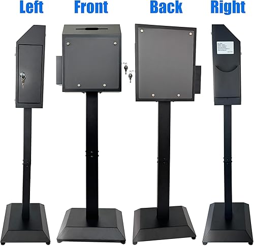 Miniatura 4 de Caja de sugerencias con soporte, caja de presentación de pie en el suelo, caja de seguridad con cierre de metal para votar, caridad, donación,