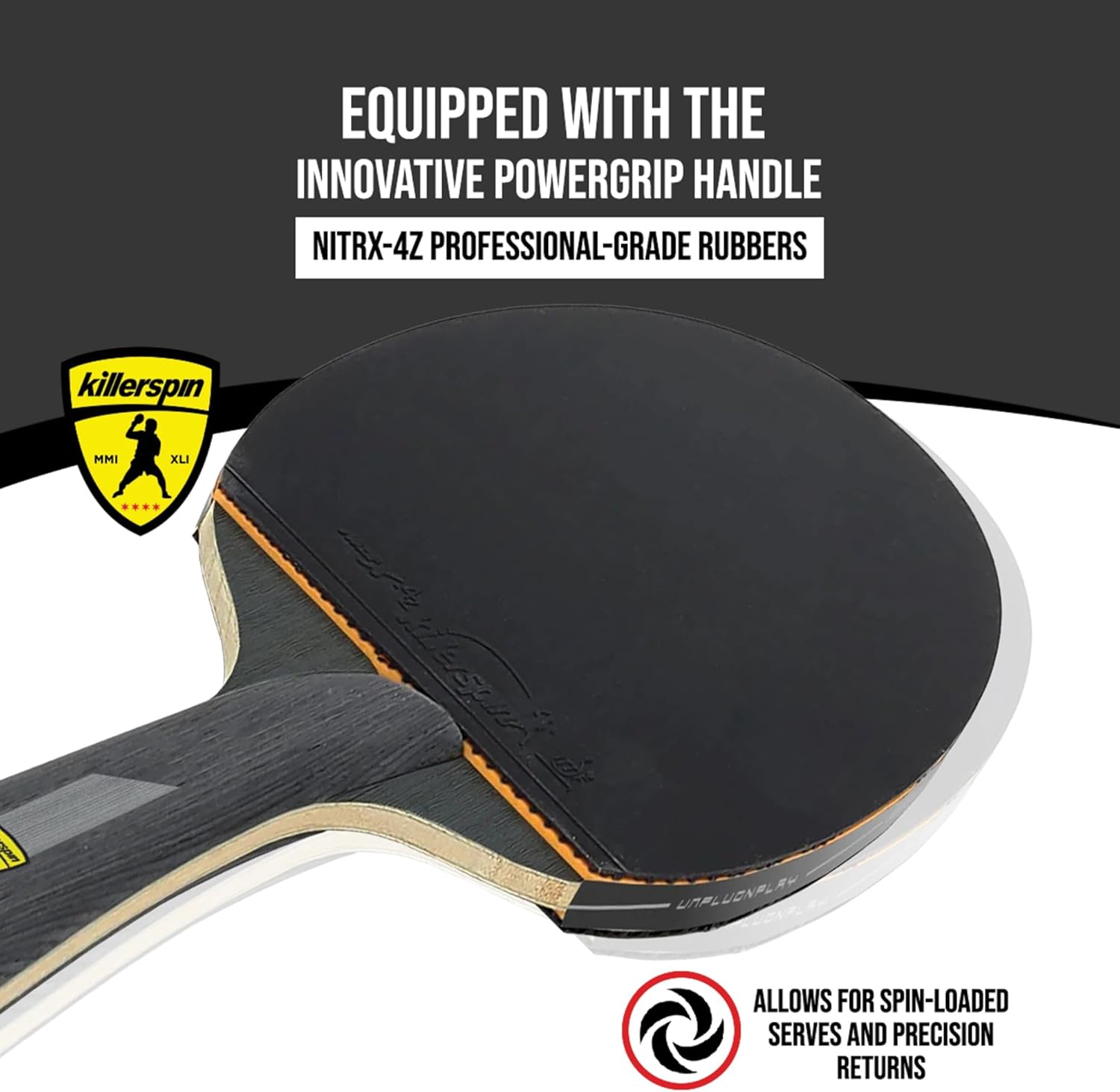 Killerspin Impact Series Table Tennis Paddles - Black/Black Ping Pong Racket, Table Tennis Equipment for Beginners/Intermediates - Ensures Solid Control and Spin