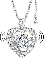 HMJ 1 Carat Moissanite Floating Heart Necklace for Women - Dancing Lab Diamond Pendant, S925 Sterling Silver, Hypoallergenic Gift for Mom Wife