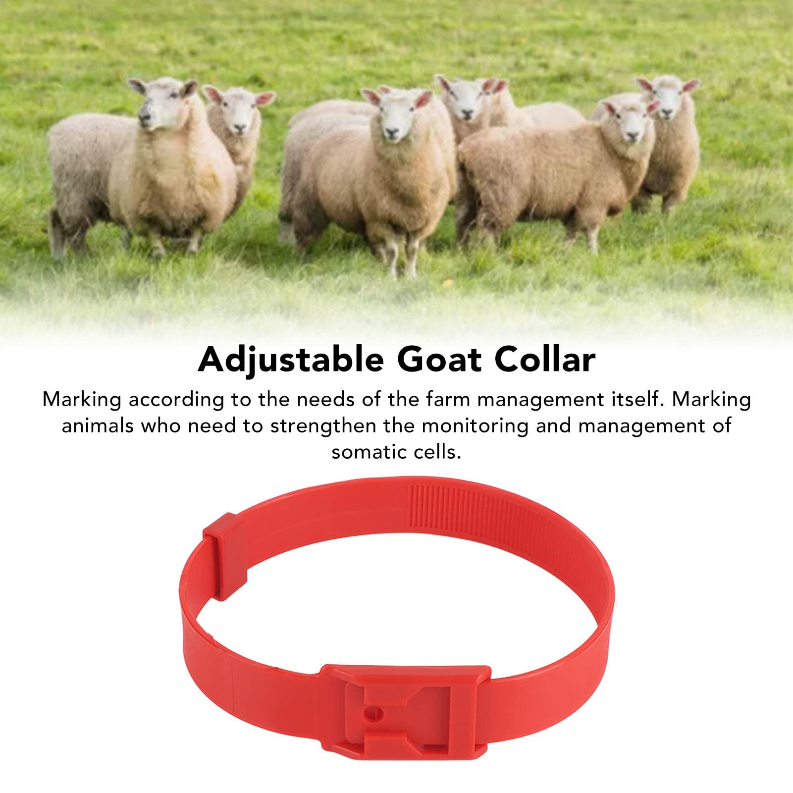 Colliers d'animaux de Ferme, Colliers de Chèvre en PU Multifonctionnels Doux Réglables 10PCS (Rouge)