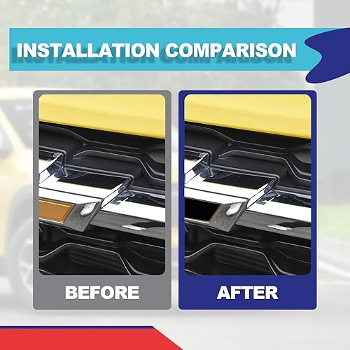 Miniatura 6 de Kit de 3 calcomanías de fibra de carbono para bricolaje, con espátula y cortador, compatible con Chevy, tamaño 11.8 x 3.93 pulgadas, negro mate