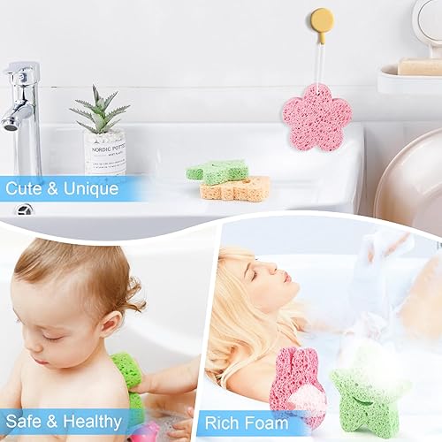 Miniatura 6 de Esponja de baño para bebé, esponja de baño suave y natural, lindos animales, divertida, ducha, esponja de limpieza corporal para bebés, niños y